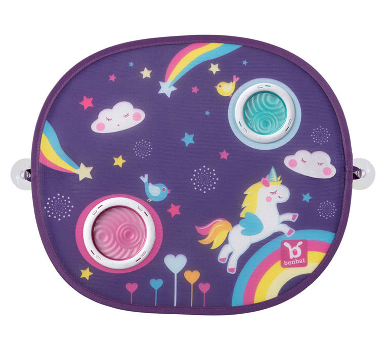 Pare-soleil de voiture rond avec ventouse Benbat - Licorne / Violet / 0-10 ans