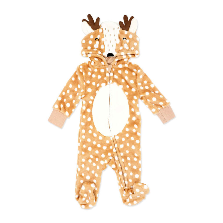 Baby Mode Poussette en flanelle à capuchon : Cerf bronzé 3M