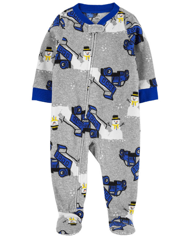 Carter's One Piece Snowman Fleece Footie Pajamas Grey 24M