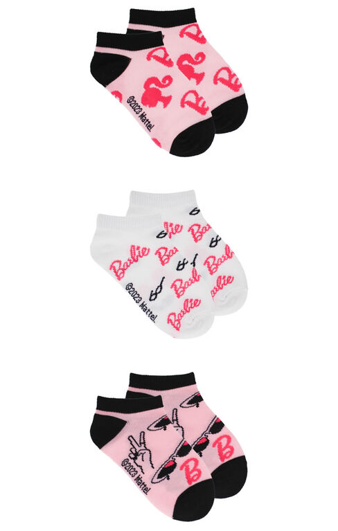Barbie 3 Pack No Show Socks