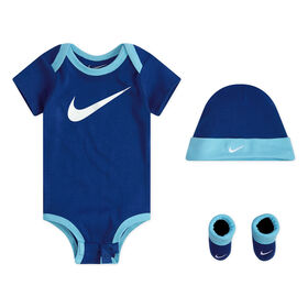 Nike Swoosh 3 Piece gift Set - Blue, Size 6-12 months
