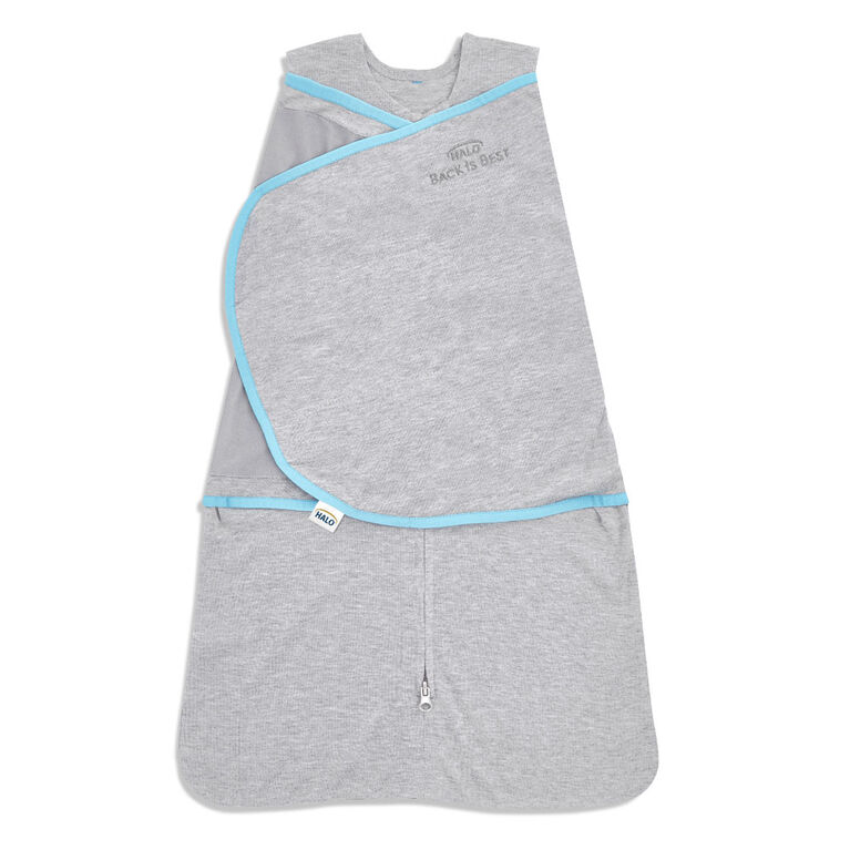 Couverture à Emmailloter HALO SleepSack - Ideal Temp - Heather Gray/Aqua Petit 3-6 Mois