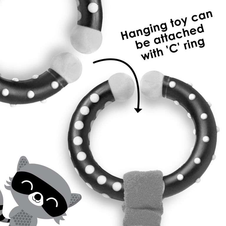 Diono Racoon Character Car Seat Straps & Linkee Toy, Shoulder Pads for Baby, Infant, Toddler, 2 Pack Reversible Soft Seat Belt Cushion and Stroller Harness Covers Helps Prevent Strap irritation