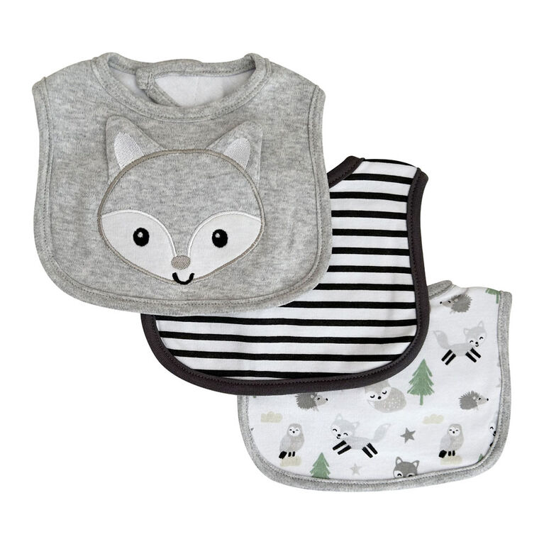 Koala Baby 3 pack Grey Fox Jersey Bib
