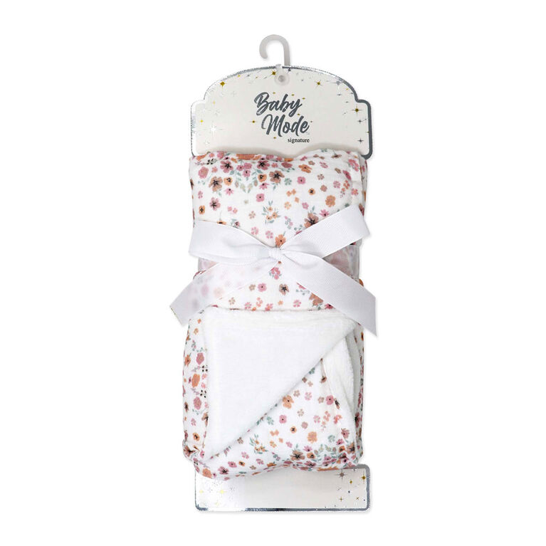 Baby Mode Signature Muslin Plush Blanket: Pink Floral