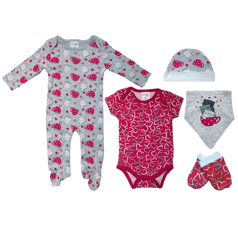 Chloe + Ethan - Ensemble de layette 5 pièces pour bébés - 0-3 moins