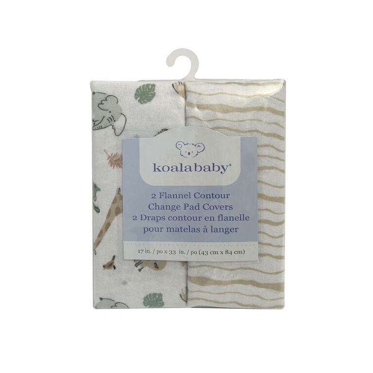 Lot de 2 housses de matelas à langer en flanelle Koala Baby Safari