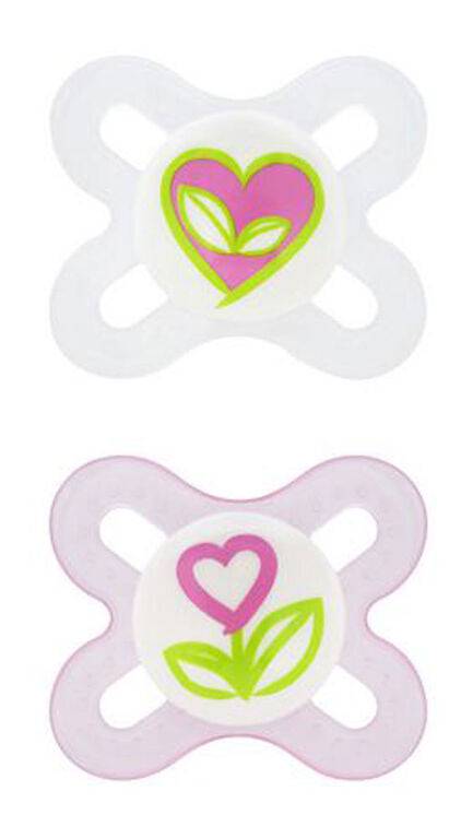 MAM Attitude Orthodontic Pacifier, 6+ Months 2-Count, Pink