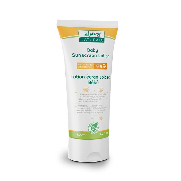 Lotion ècran solaire Bébé Aleva Naturals.