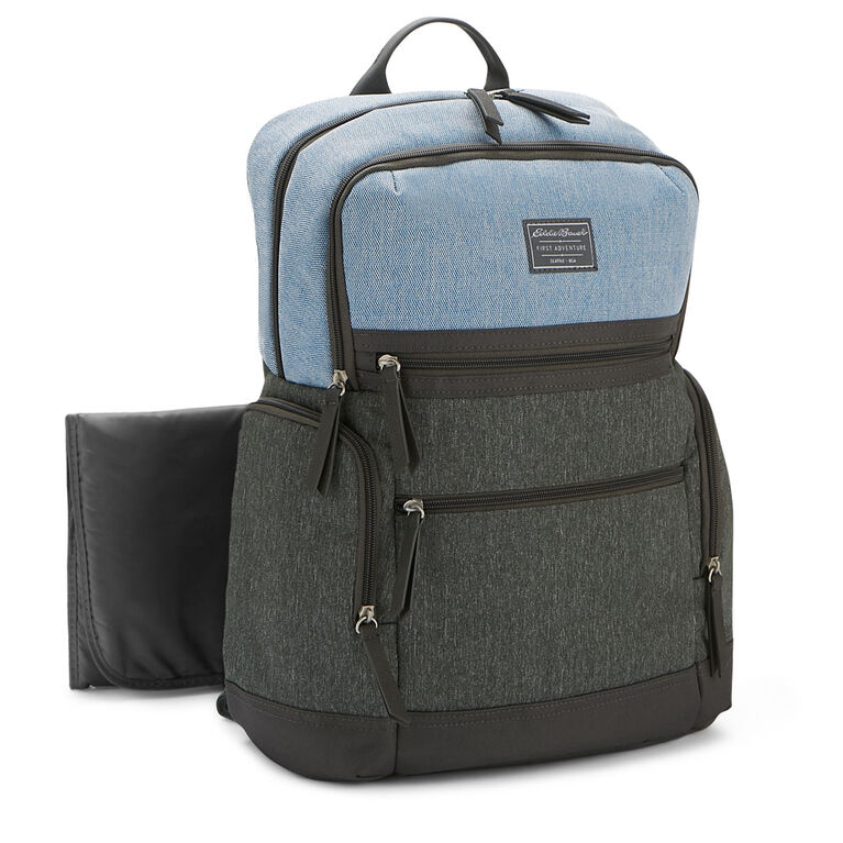 Eddie Bauer Meridian Backpack Diaper Bag Grey and Blue Babies R Us