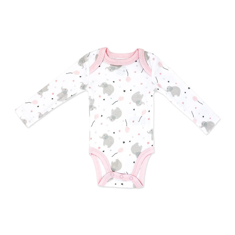 Naturelle 4 Pack Long Sleeve Bodysuit: Pink