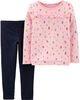 Carter’s 2-Piece Floral Top & Knit Denim Legging Set - Pink/Blue, Newborn