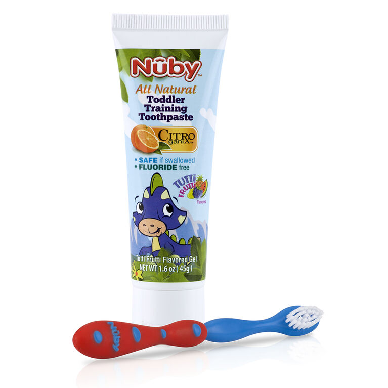 Nûby Toddler Training Toothpaste with Citroganix, 40 mL and Toothbrush