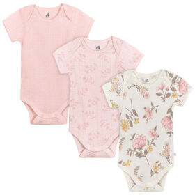 Just Born - 3-Pack Baby Vintage Floral Short Sleeve Bodysuits - 6-9 months