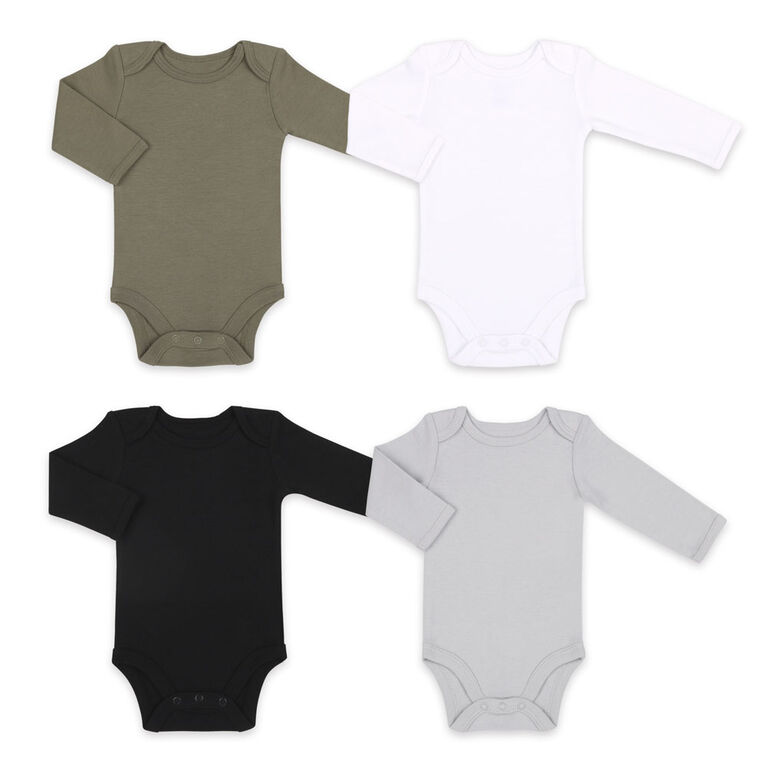 Koala Baby 4Pk Long Sleeve Bodysuit Solid Green Combo, Newborn