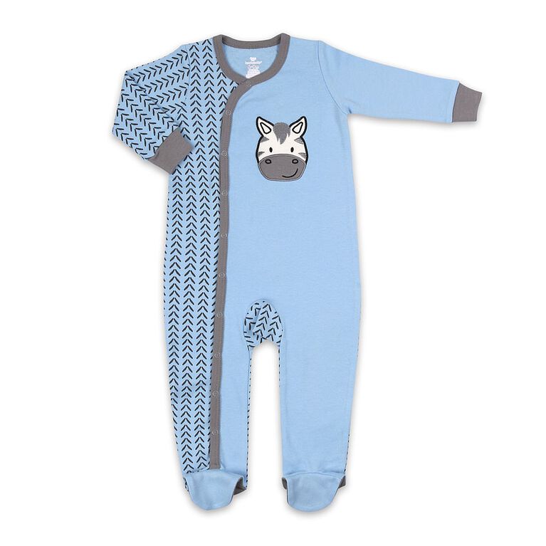 Dormeuse Koala Baby en coton de couleur bleue avec zèbre, 0-3M