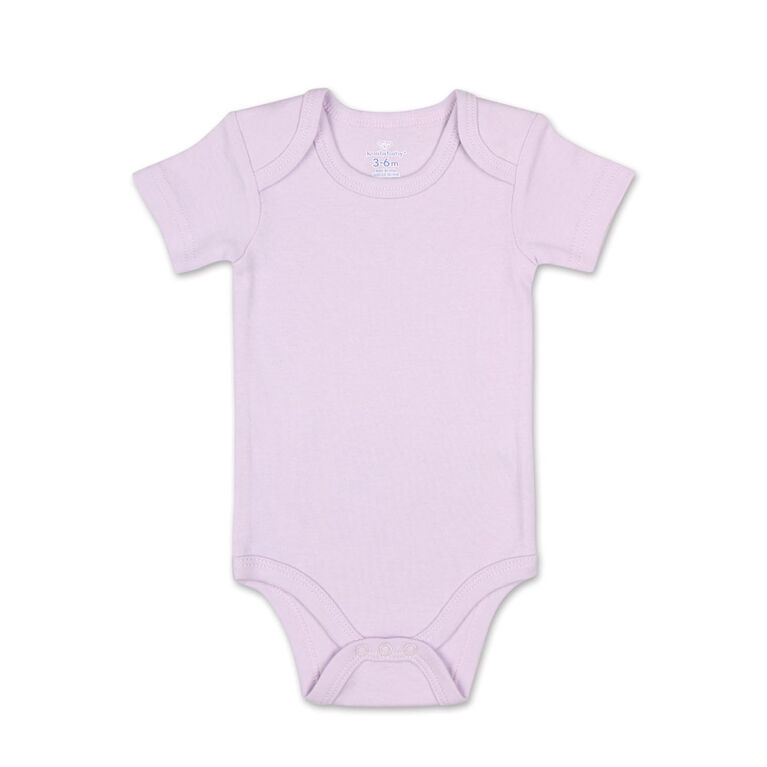 Koala Baby 4Pk Short Sleeved Solid Bodysuits, Pink/Lavender/Heather Grey/White, 12 Month