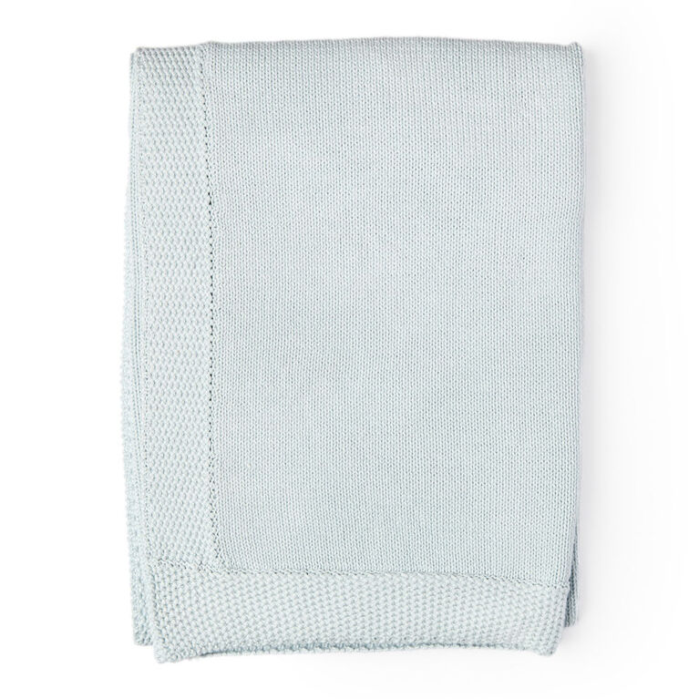 Baby Mode Signature Blue Knit Blanket with Border