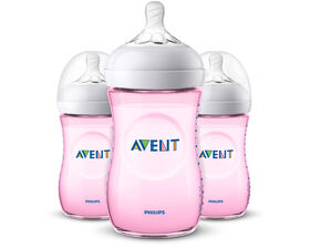 Philips Avent Natural Baby Bottle, 9oz, 3-Pack - Pink