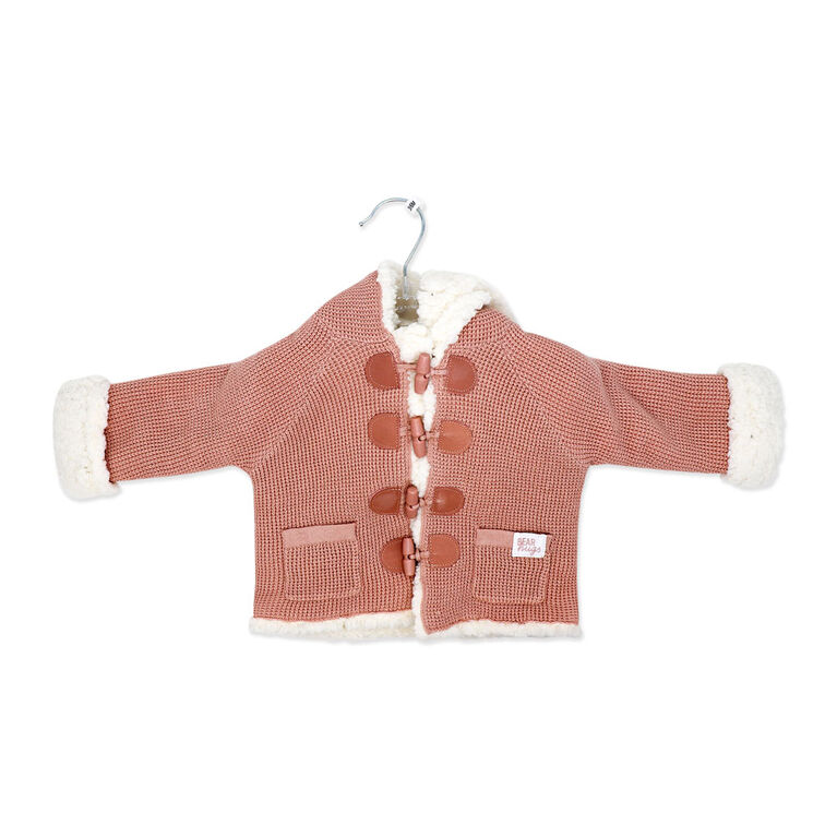 Rock a Bye Baby Cardigan en tricot véritable avec doublure en sherpa : rose, 3-6M