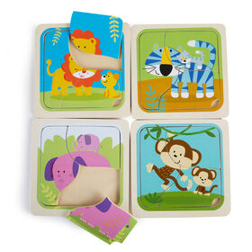 Imaginarium Discovery - Wooden Baby Animal Puzzle Assortment - Wild Animal Parent & Baby