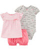 Carter's 3-Piece Striped Diaper Cover Set - Pink/Grey, 3 Months