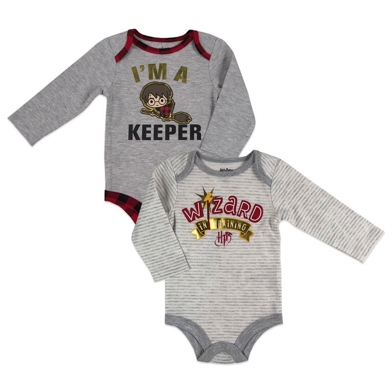 Harry Potter 2 Pack Bodysuits - Grey, 6 Months.