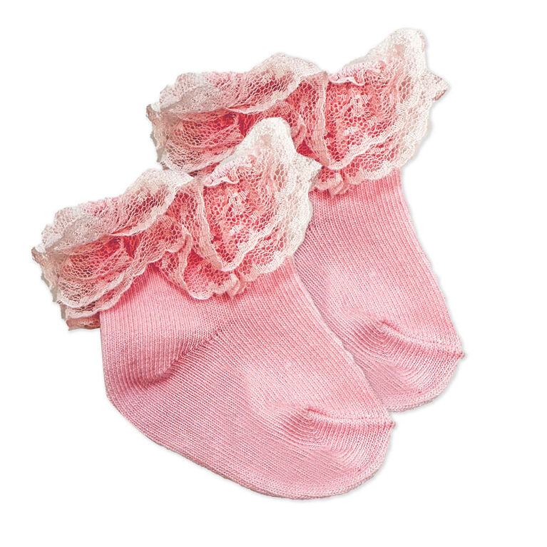 Baby Mode Signature Lot de 3 chaussettes à volants : Rose