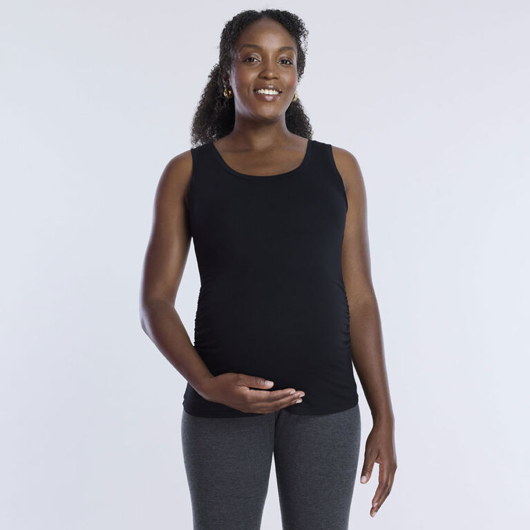 Motherhood Side Ruched Tank-Blue-M