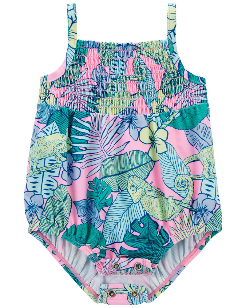 Carter s Tropical Iguana Smocked 1 Piece Swimsuit 12M Babies R Us Canada