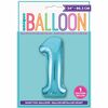 Blue Number 1 Shaped Foil Balloon 34"