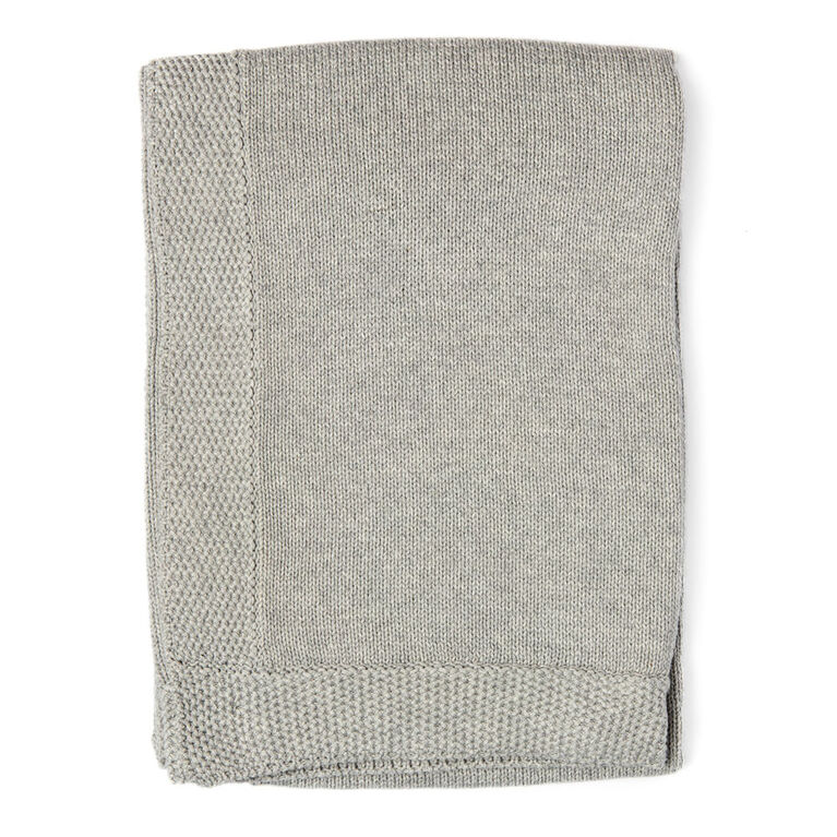 Baby Mode Signature Grey Knit Blanket with Border