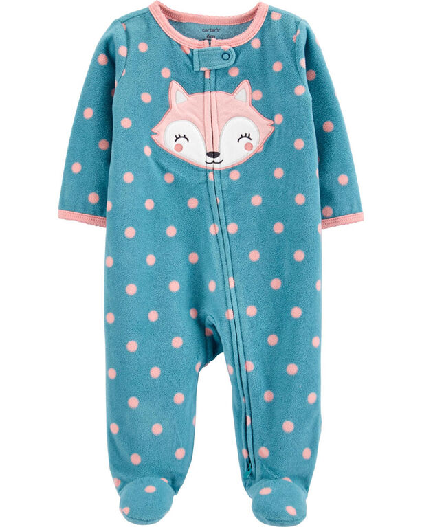 Carter's Grenouillère en molleton à glissière motif renard Turquoise 9 mois