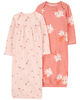 Carter's Two Pack Sleeper Gowns Pink  Newborn