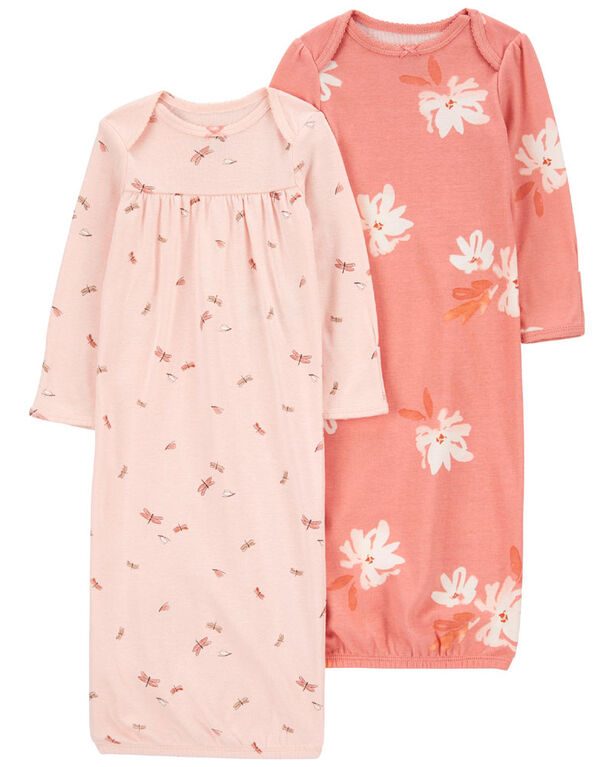 Carter's Two Pack Sleeper Gowns Pink  Newborn