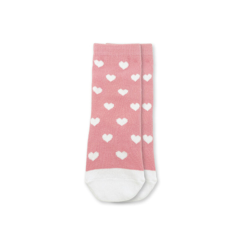 Chloe + Ethan - Toddler Socks, White Hearts, 3T-4T