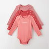 long-sleeve bodysuit 3-pack, 6-9m - berry "shining star" print