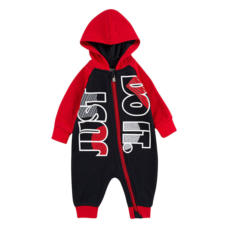 Nike JDI Fly Coverall - Black With Red , Size 24 Months