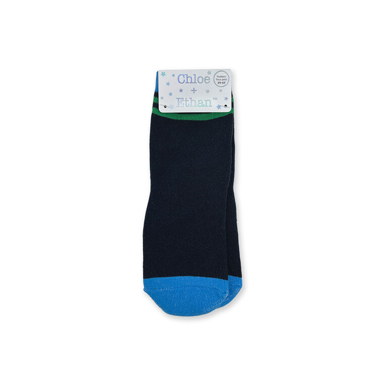 Chloe + Ethan - Chaussettes pour Petits, Rayure Sport Bleu Royale, 4T-5T