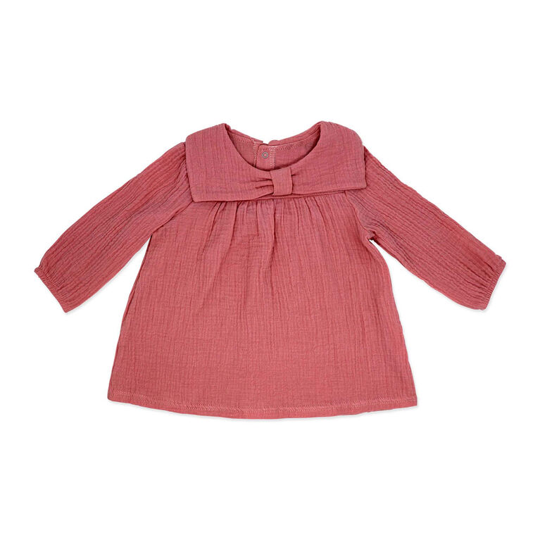 Baby Mode 3 Piece Gauze Top/Legging Set: Pink Floral 0-3M