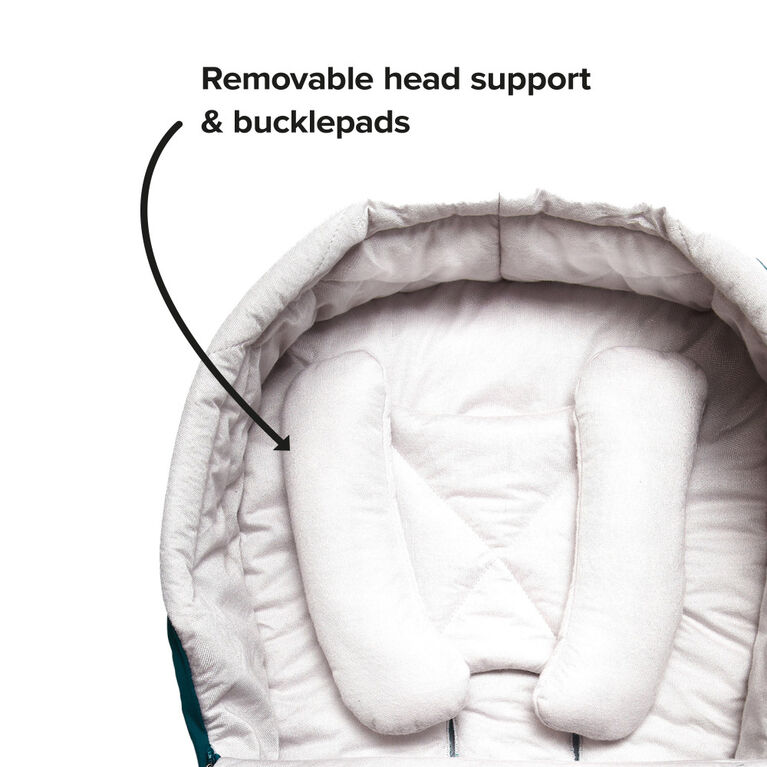 Diono Newborn Pod Stroller Footmuff For Baby, Head Body Support With Temperature Control Inside, Weatherproof, Water Resistant Lining, Universal Fit, Blue Turquoise