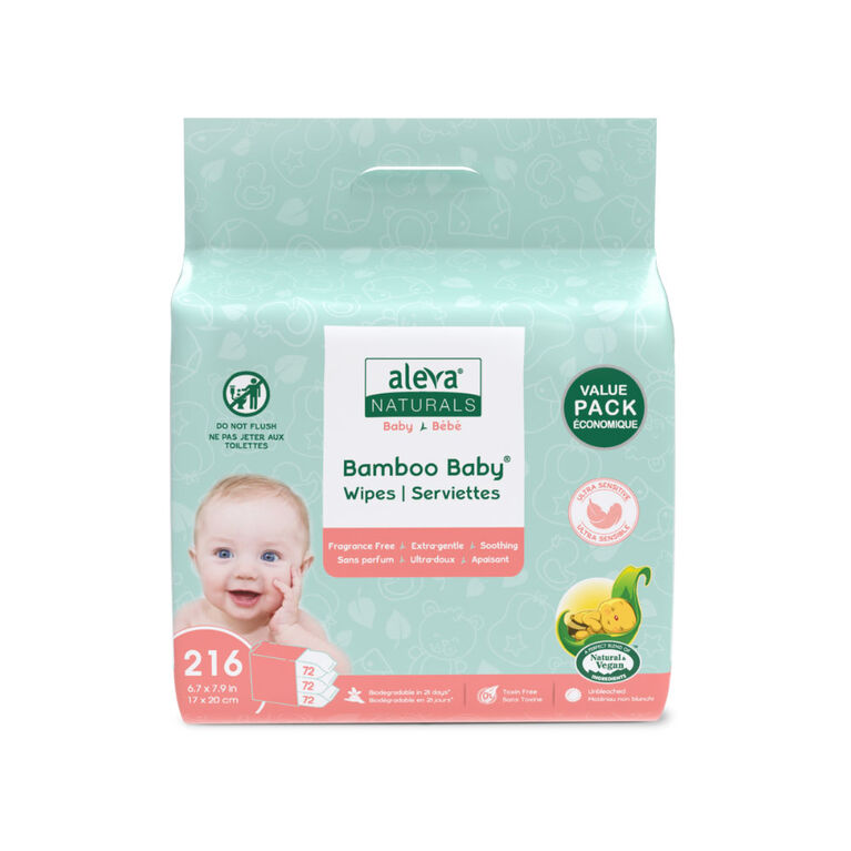 Aleva Naturals Bamboo Wipes Sensitive - 216 Count