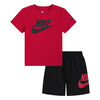 Nike French Terry Short Set - Black and Red Heather - Size 4T