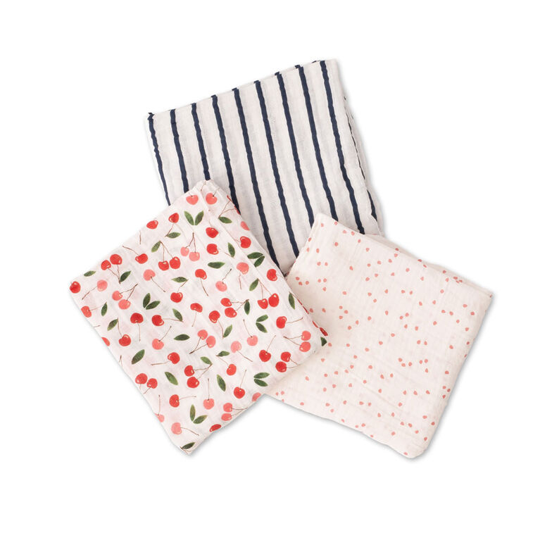 Red Rover - Cotton Muslin Swaddle 3 Pack -Cherries - R Exclusive