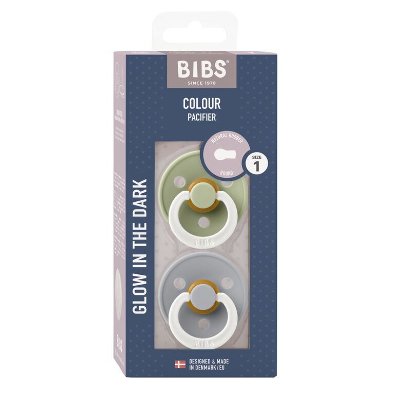 BIBS - Colour Pacifier 2 Pack SG/CD Glow Size 1
