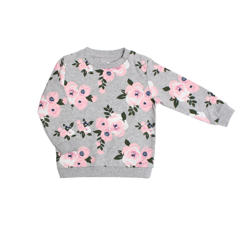 Koala Baby Chandail fille coton ouate et eponge gris fleuri 0 3 mois