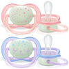 Philips Avent Ultra Air Nighttime Pacifier, 0-6 months, various colors, 2 pack