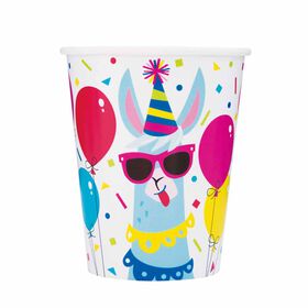 Llama Birthday 9oz Paper Cups, 8 pieces