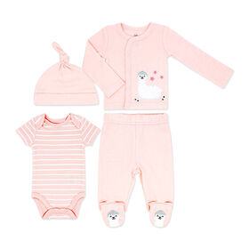 Baby Mode Coffret 4 pièces à emporter chez soi : Lama rose nouveau-né