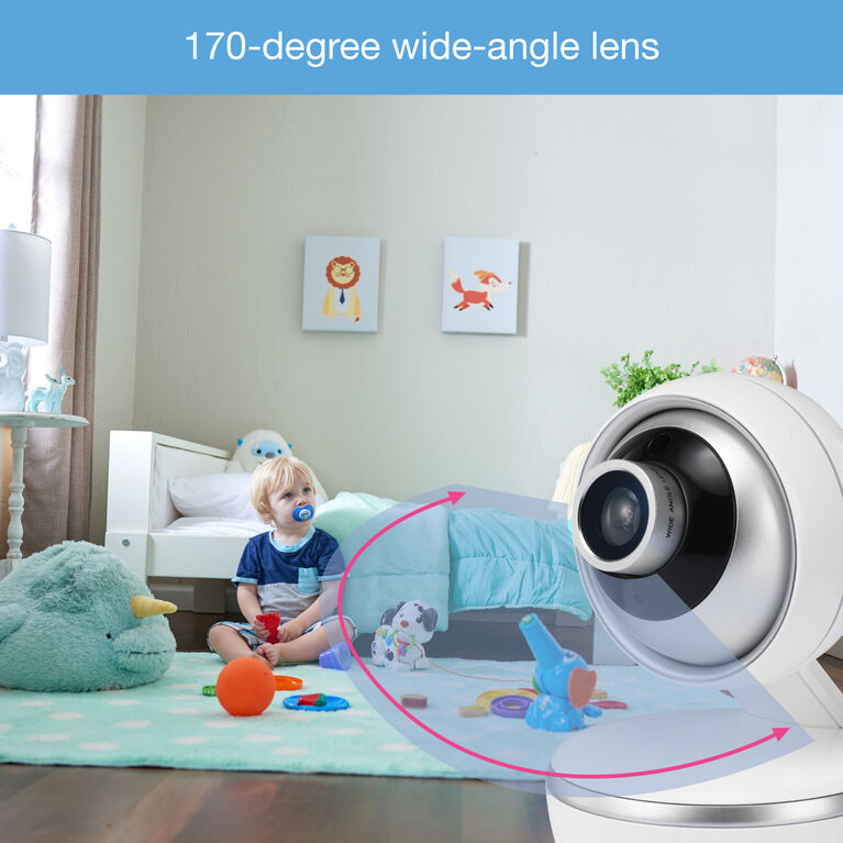 VTech VM5261 - Moniteur vidéo à vue panoramique et inclinaison de 5 po avec objectif grand angle et standard.